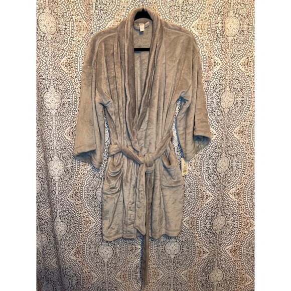 Stars Above Plush robe Collar Robe M/L Gray Soft Cozy - Picture 2 of 10